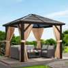 Gazebo, Hardtop Outdoor Canopy Aluminum Frame Permanent Gazebo with Netting and Curtains, for Patio, Lawn, Backyard, Deck - 2 of 4