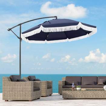 Captiva Designs 9ft Fringed Cantilever Offset Patio Market Umbrella