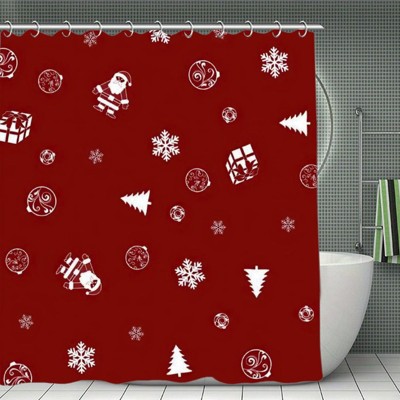 Christmas Pattern Shower Curtain ¨C Waterproof Polyester, Festive Holiday Bathroom Decor, Durable and Easy to Clean 70.8x70.8 Inch