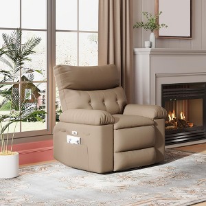 Oversized Wide Recliner Chair - PU Leather Manual Recliner for Adults, 1.5X Sponge Filling and Easy Recline Mechanism, Comfort Lazy Chair - 1 of 4