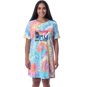 MTV Womens' Music Television Beach Classic '80s Nightgown Pajama Shirt Multicolored - 1 of 3