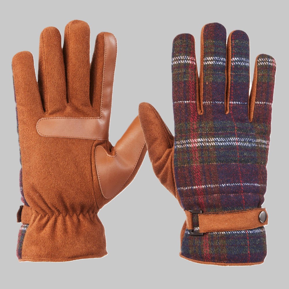 Isotoner Plaid Quilted Microsuede Gloves - XL: Touch Screen Compatible, Water Repellent, Polyester Lined