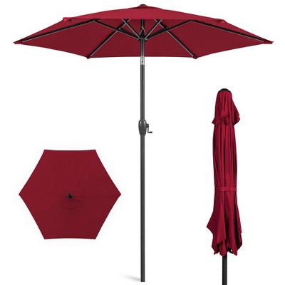 Burgundy 7.5ft Heavy-Duty Outdoor Market Patio Umbrella with Steel Pole