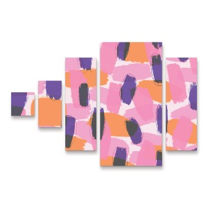Trademark Fine Art Treechild Layered Purple Strokes Pattern 5 Piece Panel Set Art - 1 of 3