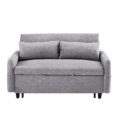 NicBex Loveseat Sofa Modern Upholstered Sleeper Sofa Bed with Adjustable Backrest and Storage Pockets for Bedroom,Living Room,Gray
