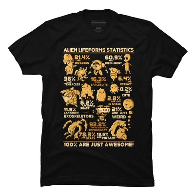 Men's Design By Humans Alien Statistics By LetterQ T-Shirt