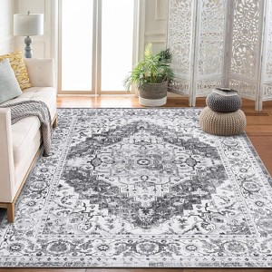 Coucheta Area Rugs Machine Washable Stain Resistant Non-Slip Vintage Low Pile Carpet for Living Room Bedroom Nursery,  Multi-Color & Size - 1 of 4