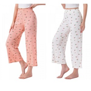INSPIRE CHIC Women's 2 Pcs Soft Lounge Pajama Pants Casual Trousers Wide Leg Pajama Bottoms - 1 of 4