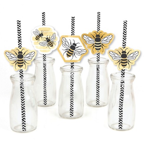 Big Dot Of Happiness Little Bumblebee - Paper Straw Decor - Bee