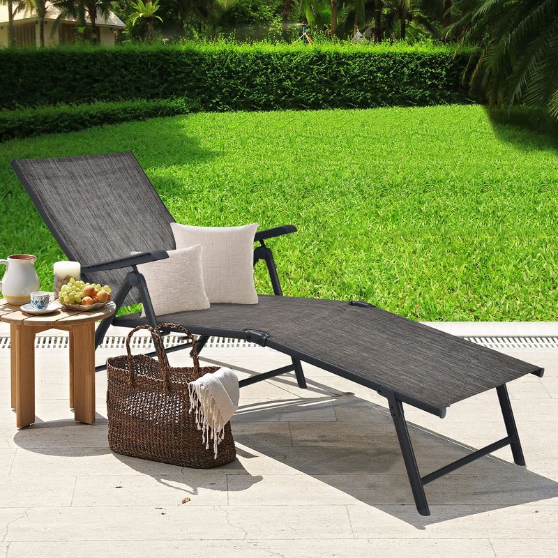 Tangkula Outdoor Adjustable Chaise Lounge Chair Patio Beach Folding Recliner Lounge, 2 of 9