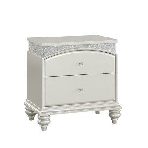 Gulches Pearl Beige Finish Nightstand 28 Inches High 2 Drawers Retro Leg Design - 1 of 4