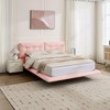 PAGED Queen Size Floating Bed with LED, PU Upholstered Bed Frame with Tufted Headboard for Kids, Teens, Adults, No Box Spring Required - 2 of 4