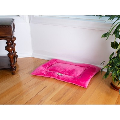 Medium Pink Velvet Pet Bed Mat with Poly Fill