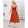 Clearlove Women's Casual Summer Midi Dress Spaghetti Strap Button Down Sleeveless A-Line Beach Swing Sundress - 4 of 4