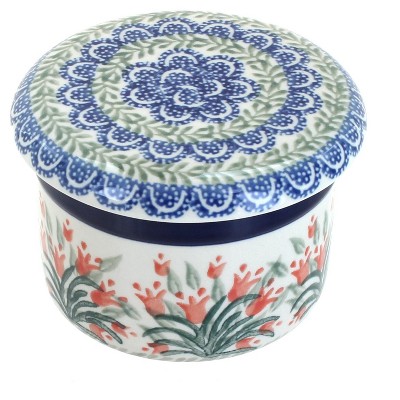 Blue Rose Polish Pottery 270 Ceramika Artystyczna French Butter Dish