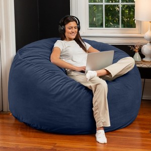 Jaxx 5 Foot Saxx - Large Round Bean Bag Chair for Adults - Lush Velvet - 1 of 3