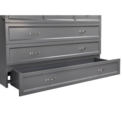 Deerfield Gray Farmhouse Queen Murphy Bed Chest with Charging Station