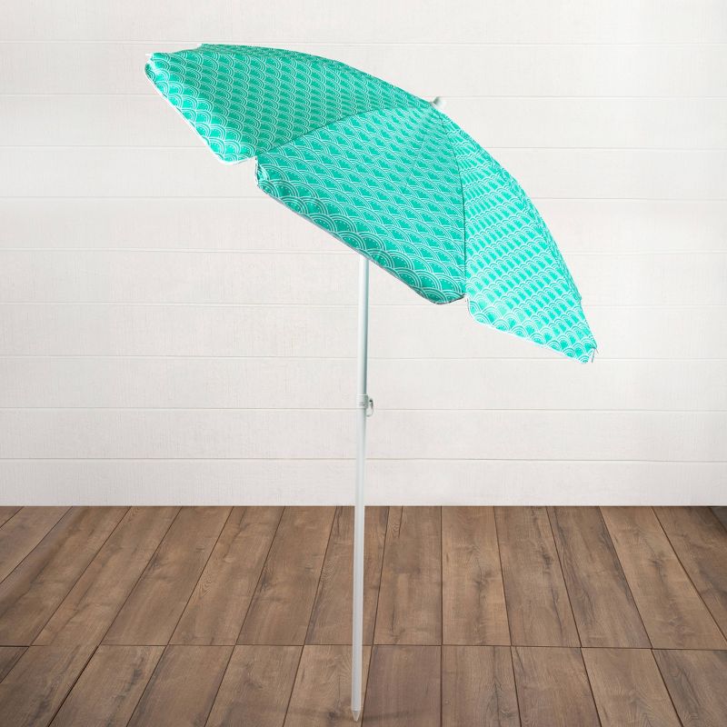 Picnic Time 5.5&#39; Mermaid Beach Compact Umbrella - Teal, 5 of 15