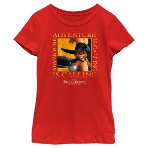 Girl's Puss in Boots: The Last Wish Adventure is Calling T-Shirt - 1 of 4