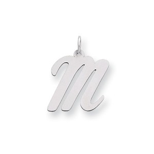 Black Bow Jewelry 14k White Gold, Madison Collection, Medium Script Initial Pendant A-W - 1 of 4