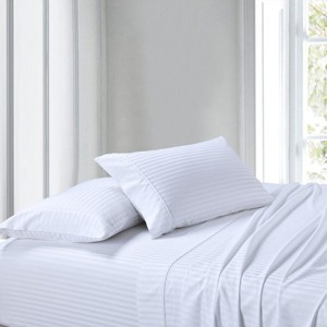Egyptian Linens 100% Cotton Sheet Set - Striped 300 Thread Count - 1 of 4