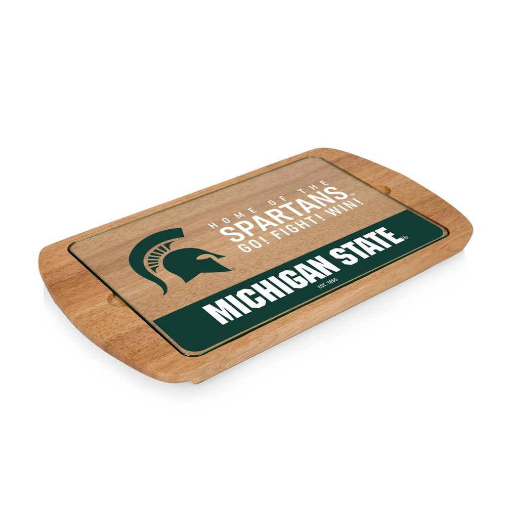 Photos - Serving Pieces NCAA Michigan State Spartans Parawood Billboard Glass Top Serving Tray