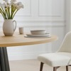 PexFix 52" Wood Round Dining Table Kitchen Table for 4-6 with Arc-Shaped Edge Top & Textured Tapered Base for Living/Dining Room Coffee Office Natural - 4 of 4