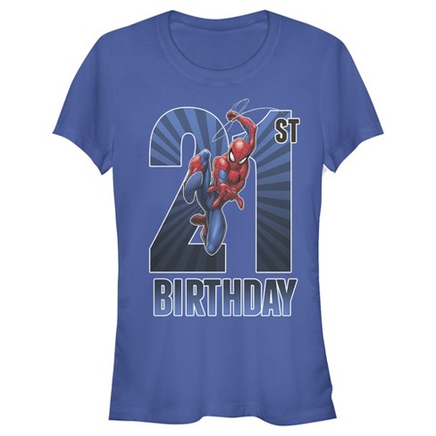 Juniors Womens Marvel Spider-man Swinging Birthday T-shirt : Target 21st