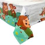 Blue Panda 3 Pcs Woodland Animal Disposable Plastic Table Cover Tablecloth 54x108" Kids Birthday Party Supplies
