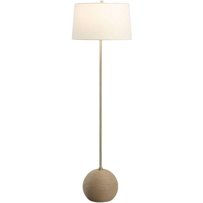 Uttermost Captiva 65" High Contemporary Brass and Rattan Floor Lamp, 1 of 2