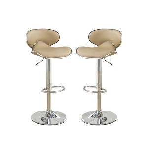 Simple Relax Adjustable Faux Leather Bar Stools Brown Set of 2 - 1 of 4