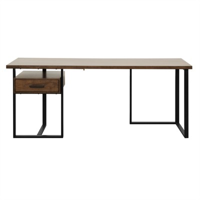 Walnut and Black Reversible Writing Desk with Drawer