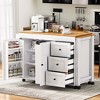 74.8 inch White Kitchen Island with Extendable Dining Table Rolling Kitchen Island on Wheels with Spice Rack for Kitchen Dining Room - 3 of 4