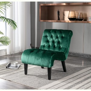 NicBex Modern Ergonomic Accent Chair, Velvet Fabric Recliner Chair with Back and Wood Legs for Living Room, Bedroom - 1 of 4