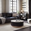 POVISON 35" Round Drum Sintered Stone Coffee Table with Storage, Modern Wood Coffee Table with 2 Drawers, Fully Assembled, Black & White - 4 of 4