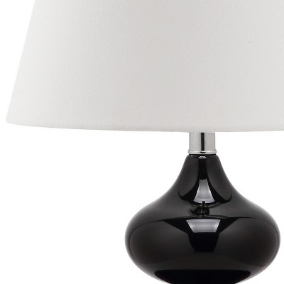Eva 24" Black Glass Table Lamp Set with Cotton Shade