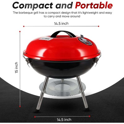 GasOne 14-inch Portable Charcoal Grill – Barbecue Grill with 3-Point Locking Lid for Heat Preservation Dual Venting System for Backyard, Camping, Boat