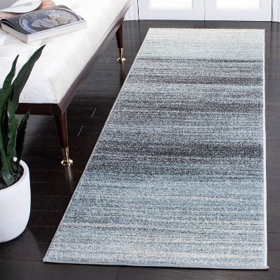 Adirondack Grey and Light Grey Synthetic Runner Rug