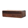 Solid Wood Floating 2-Drawer Console Table with Large Open Shelf and Curved Design - 4 of 4