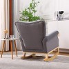 KWPZQEB Nursery Rocking Chair, Upholstered Glider Rocker Rocking Accent Chair Padded Seat with High Backrest, Comfy Armchair for Living Room - 4 of 4