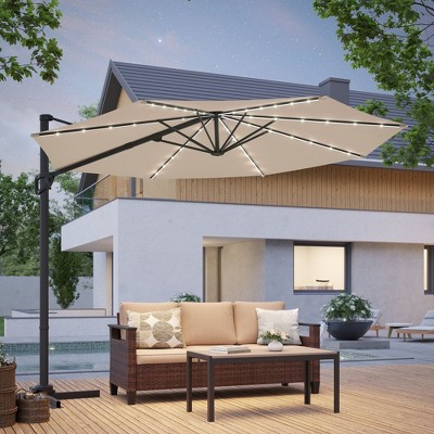 Sonkuki 10-ft LED Solar Lights Outdoor Octagon Cantilever Patio Umbrella