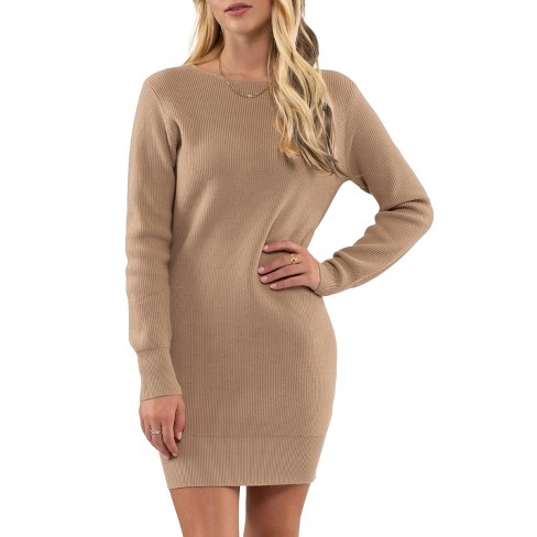 Oatmeal Ruched Crew Neck Oversized Sweatshirt Dress