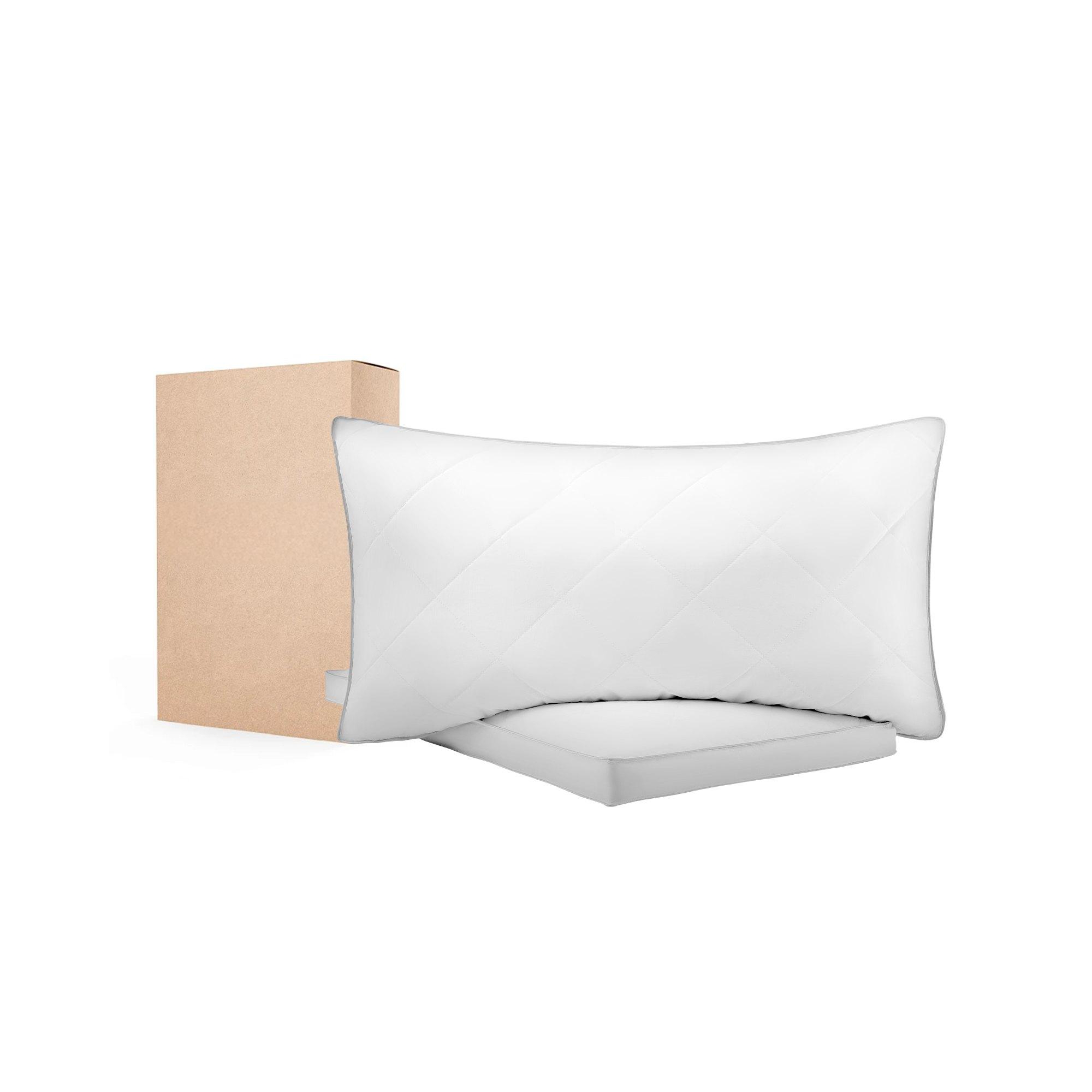 King Size Goose Down Pillows Set of 2, Soft Supportive Bed Pillows for Back Side Stomach Sleepers