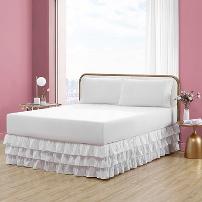 Queen Size Bed Skirt Dust Ruffle For Jojo Pink Black And White Paris Bedding Set 