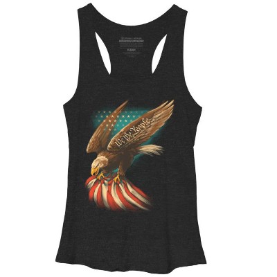 Women's Design By Humans Vintage Americana Eagle Carrying Flag By paxdomino Racerback Tank Top