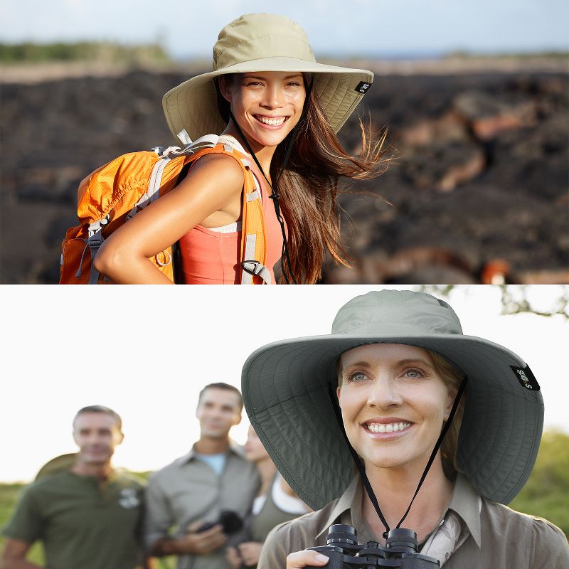 Tirrinia Wide Brim Boonie Hat w/ Removable Crown UV Protection Outdoor Hiking Garden Hats, 2 of 7