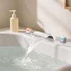VEVOR Roman Tub Faucet, 3 Hole Waterfall Bathtub Faucet, Bath Tubs Faucets Set with 2 Handles, Deck Mount Bath Tub Faucets Set, Silver - 2 of 4