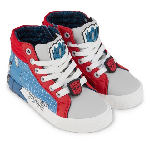 Transformers Boys Transformers High Top Sneaker - Optimus Prime Shoes - Optimus Prime, Megatron, Bumblebee Lace Up High Top Sneaker (Royal Red, 2)
