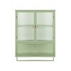 23.62" Iron and Tempered Glass Wall Mounted 2-Door Cabinet with Two-Tier Storage, Open Shelf and Towel Rack for Entryway, - 4 of 4