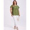 GRACE & GRANDEUR Women's Plus Size 2 Pcs Set Toothpick Pleated Texture Tops and V Neck Ruffle Tie Dye T-shirt - 2 of 4